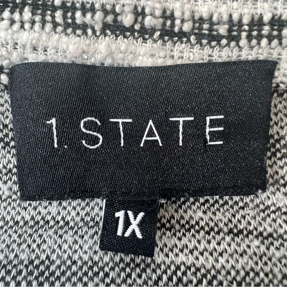 1. State Black Cream Fringe Tweed Button Front Long Sleeve Blazer Jacket - Picture 9 of 15